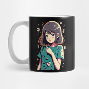 Kawaii anime girl with brown hair Mug